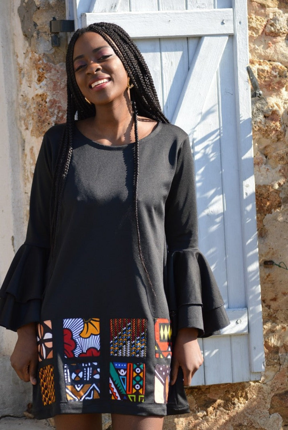 Sweet African Ruffle Sleeve Mini Dress Mini Dresses JT's Designer Fashion