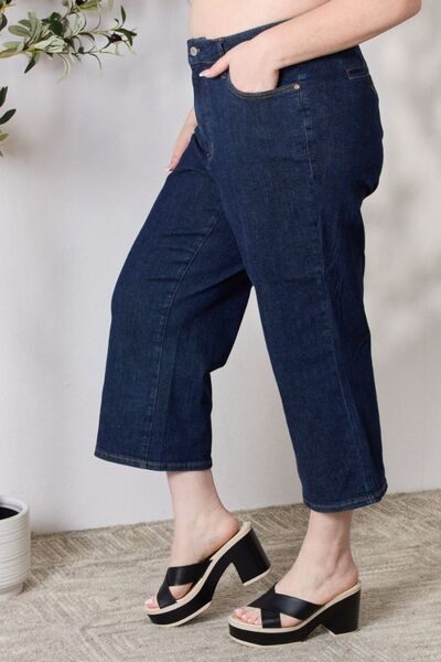 Judy Blue Full Size High Waist Cropped Wide Leg Jeans Jeans JT's Designer Fashion