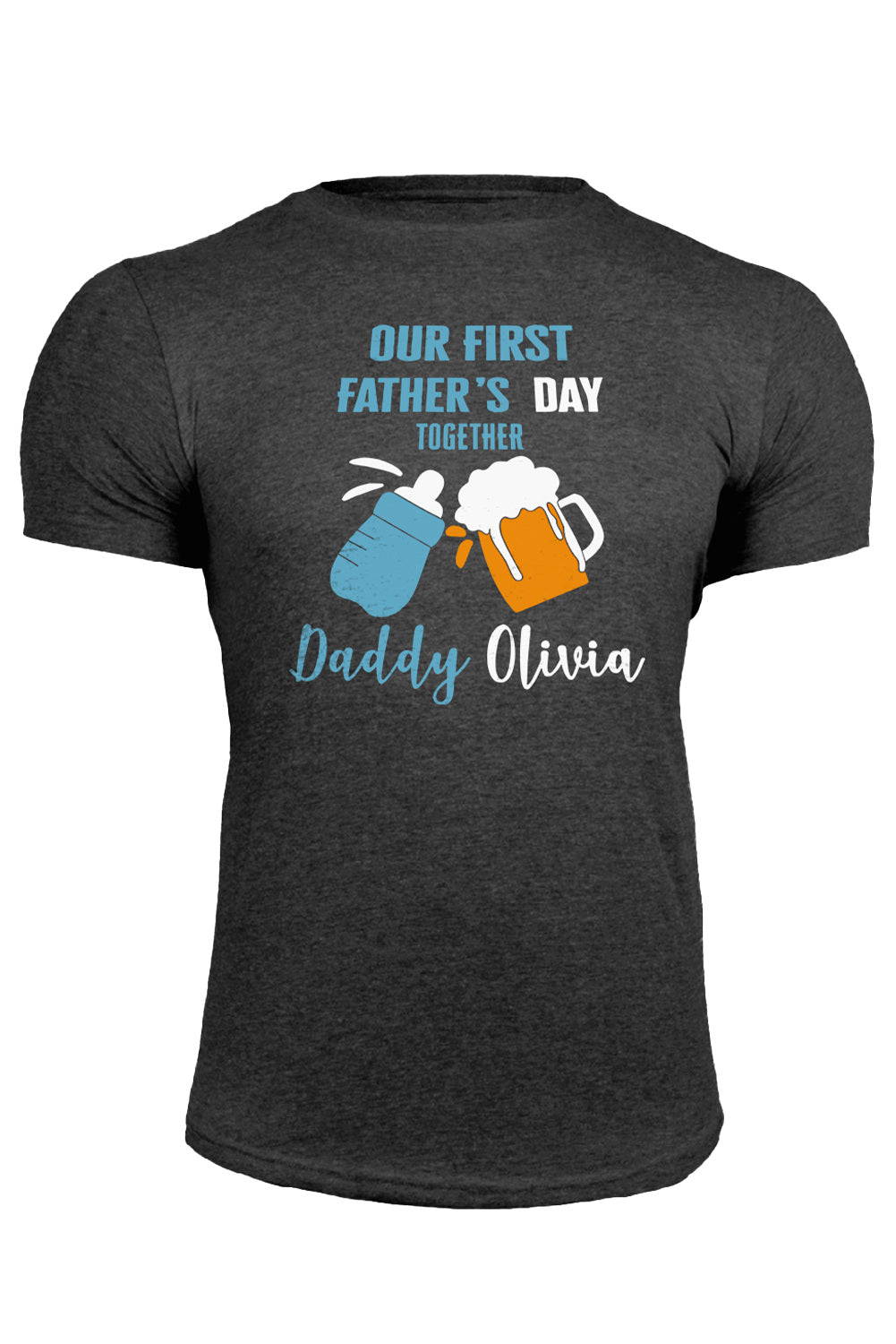 Gray Father's Day Letter Beer Graphic Print Men's T Shirt Men's Tops JT's Designer Fashion