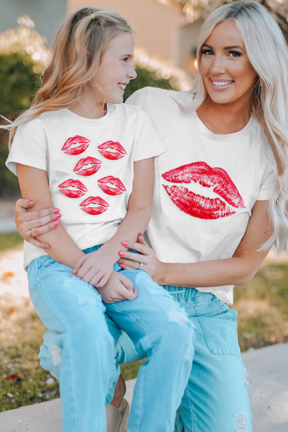 White Daughter's Kisses Baby Girls Mommy Family Matching Tee Family T-shirts JT's Designer Fashion