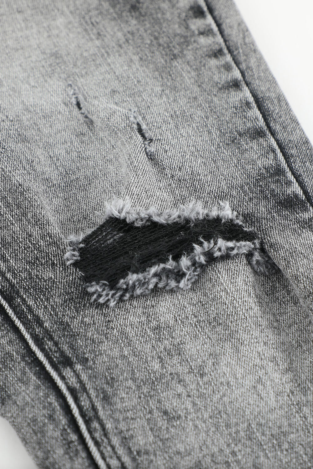 Acid Wash Raw Hem Distressed Jeans Jeans JT's Designer Fashion