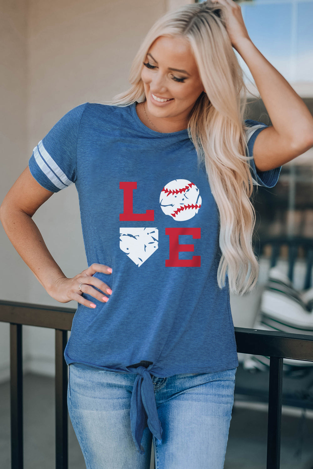 Blue Family Matching LOVE Baseball Graphic Print Mama's T Shirt Family T-shirts JT's Designer Fashion