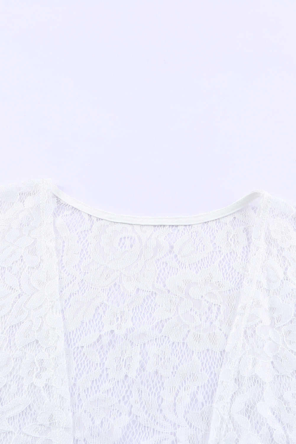 White Floral Lace Crochet Short Sleeve Open Front Kimono Kimonos JT's Designer Fashion