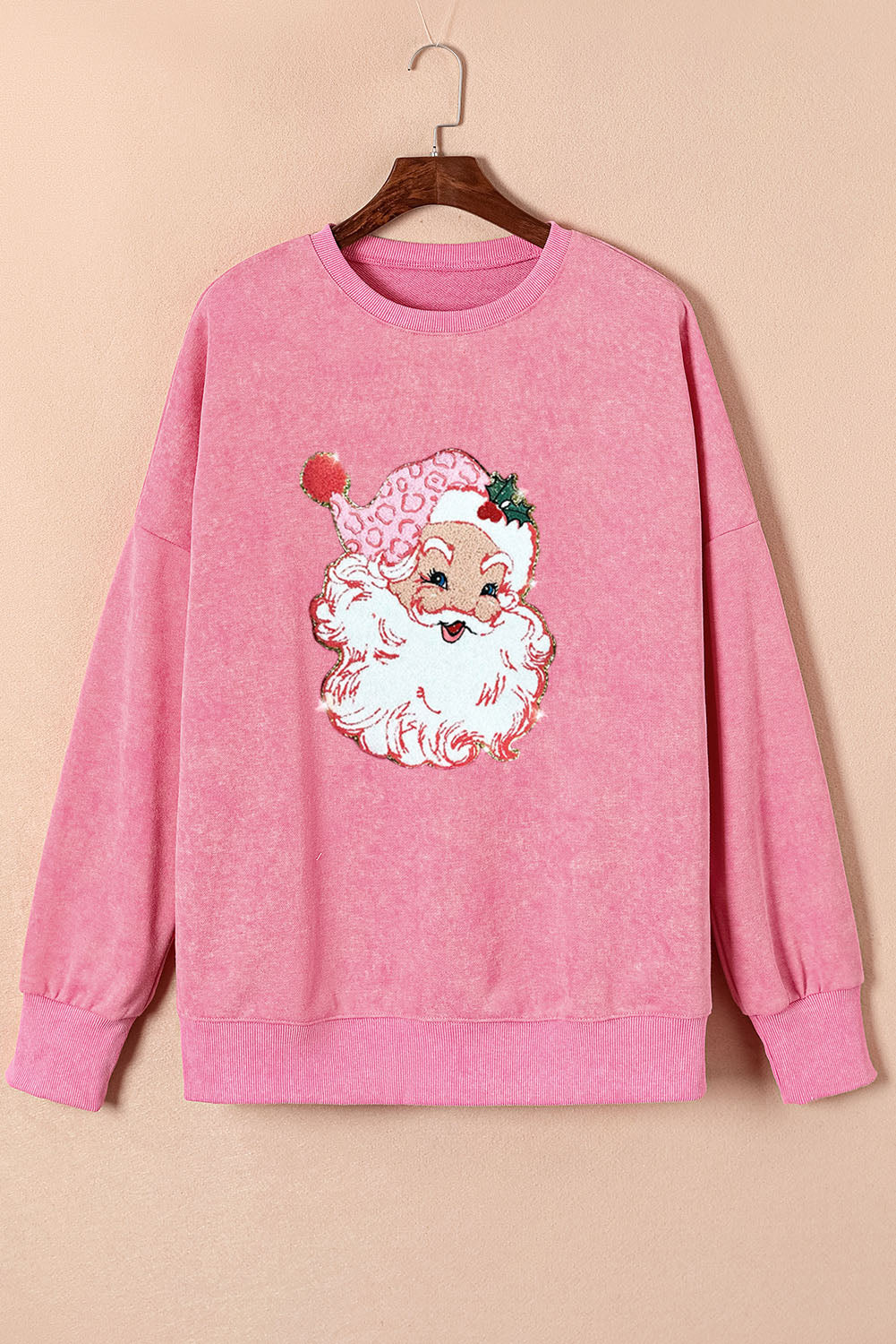 Barbie Style Pink Santa Claus Graphic Drop Shoulder Split Sweatshirt Graphic Sweatshirts JT's Designer Fashion