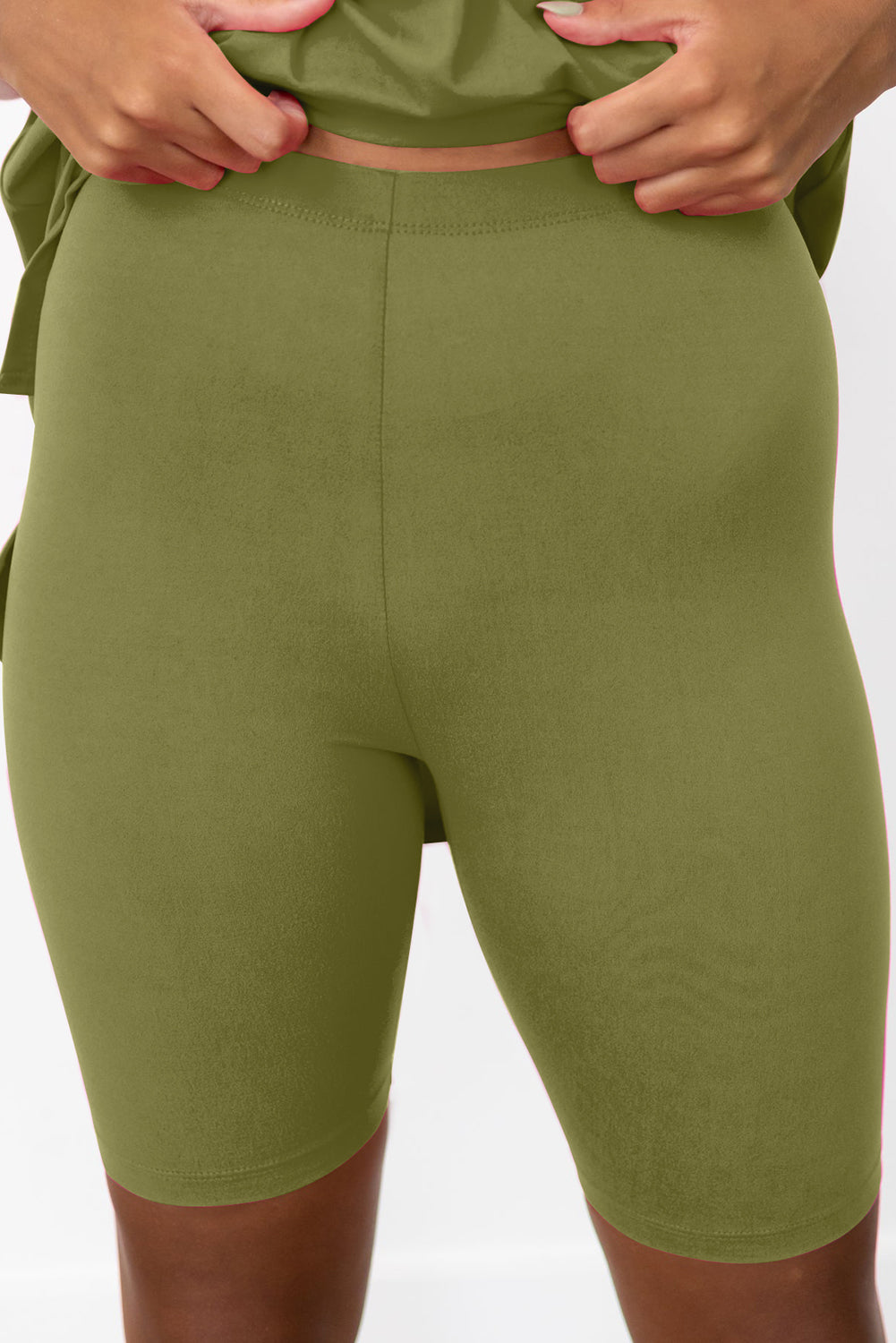 Cypress Solid Split Hem Tunic Tee and Tight Shorts Bottoms JT's Designer Fashion