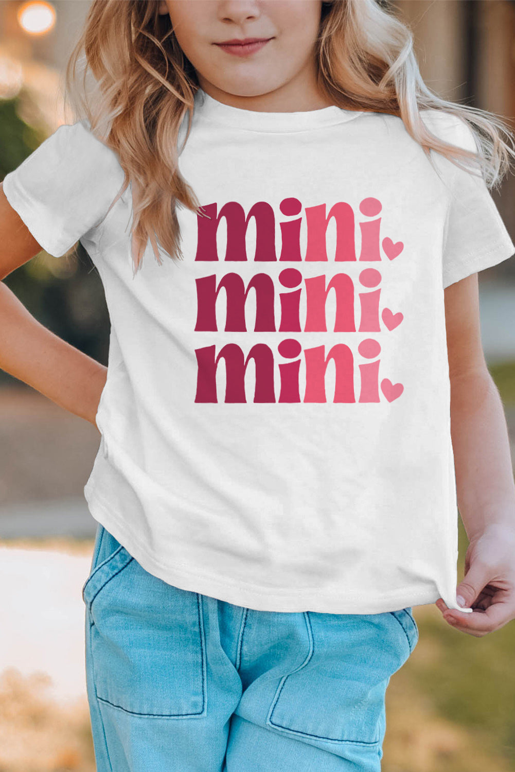White Mini mini mini Graphic Kids’ Tee White 95%Polyester+5%Elastane Family T-shirts JT's Designer Fashion
