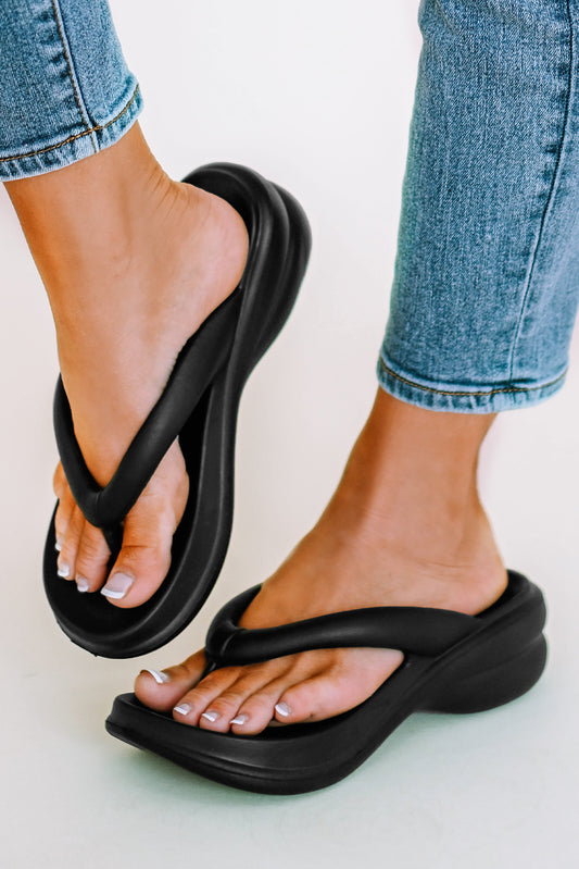 Black Thick Sole Sof Flip Flops Slippers JT's Designer Fashion