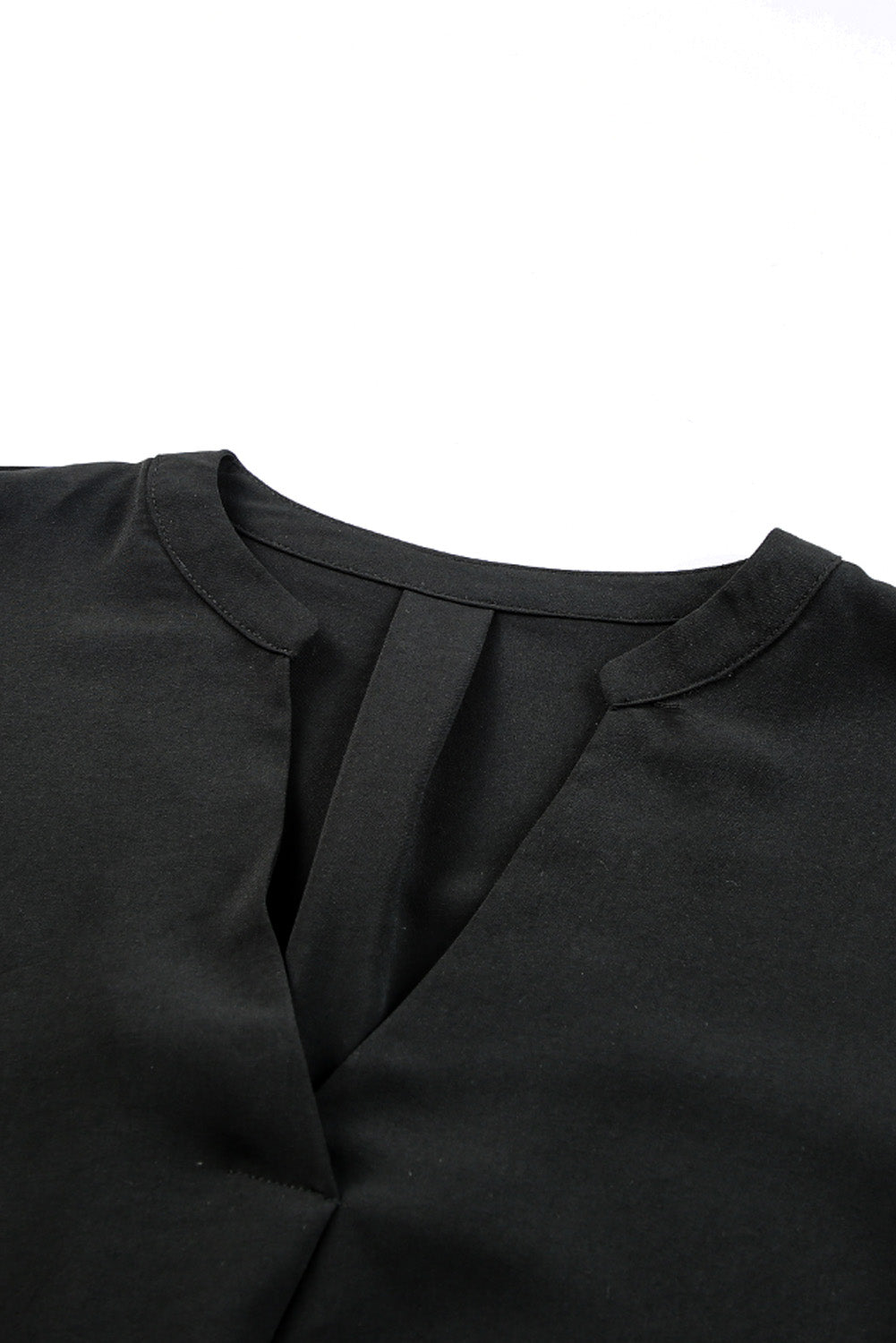 Black Split V Neck Ruffled Sleeves Shirt Dress Mini Dresses JT's Designer Fashion