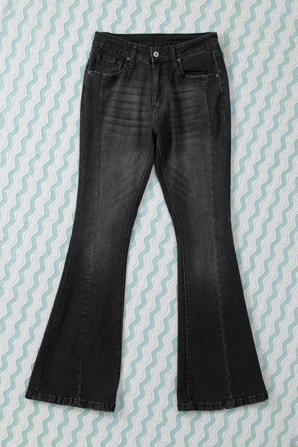 Black High Waist Flare Jeans with Pockets Jeans JT's Designer Fashion