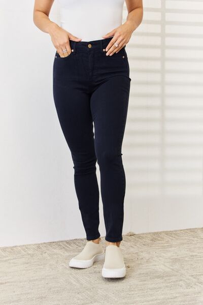 Judy Blue Full Size Garment Dyed Tummy Control Skinny Jeans NAVY Jeans JT's Designer Fashion
