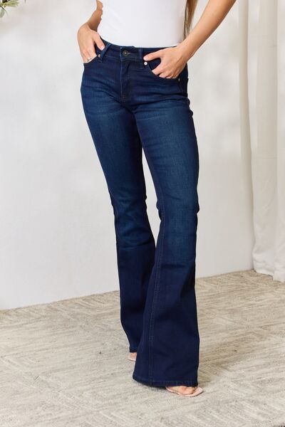 Kancan Full Size Mid Rise Flare Jeans Jeans JT's Designer Fashion