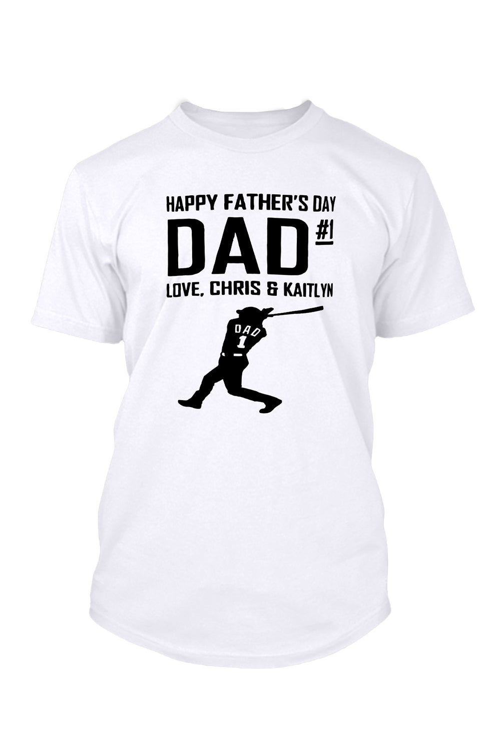 White DAD #1 Baseball Graphic Print Short Sleeve Men's T Shirt Men's Tops JT's Designer Fashion