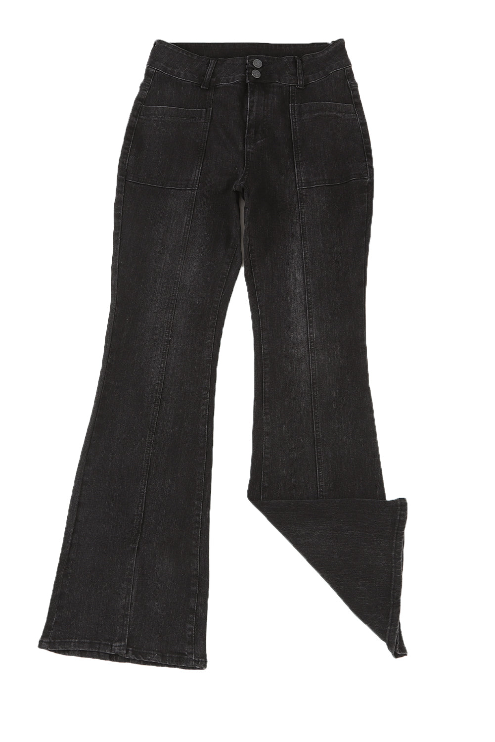 Black Exposed Seam Split Flare Jeans Jeans JT's Designer Fashion