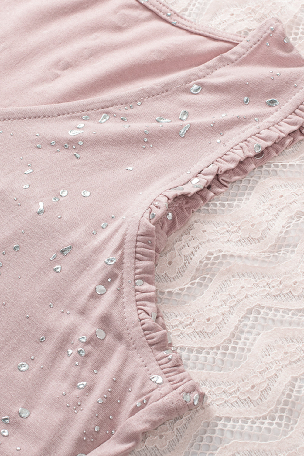 Pink Foil Splatter Drops Ruffled Flowy Tank Tank Tops JT's Designer Fashion