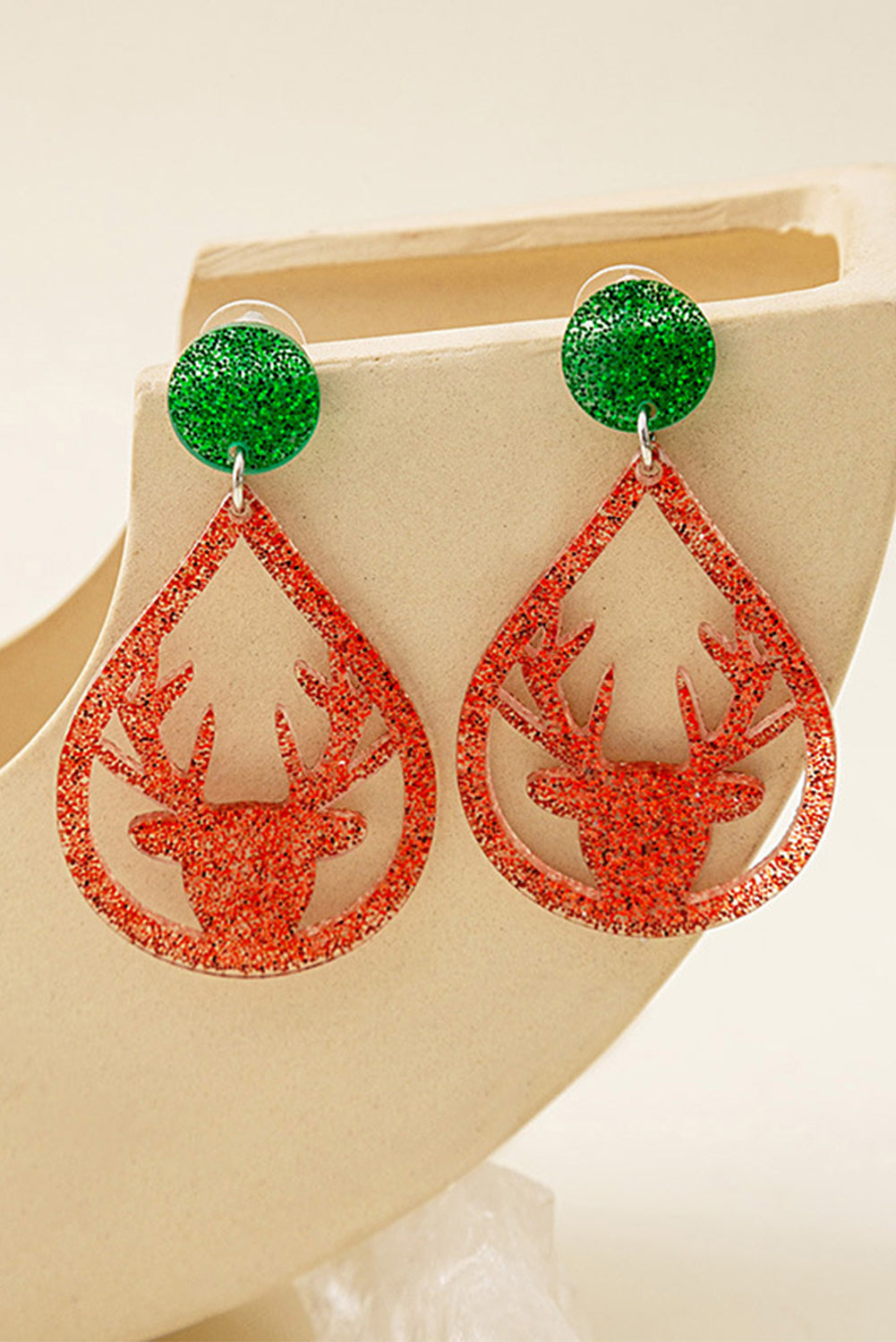 Fiery Red Elk Christmas Acrylic Earrings Jewelry JT's Designer Fashion