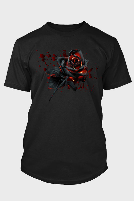 Bloody Black Rose Graphic Mens T Shirt Black 62%Polyester+32%Cotton+6%Elastane Men's Tops JT's Designer Fashion