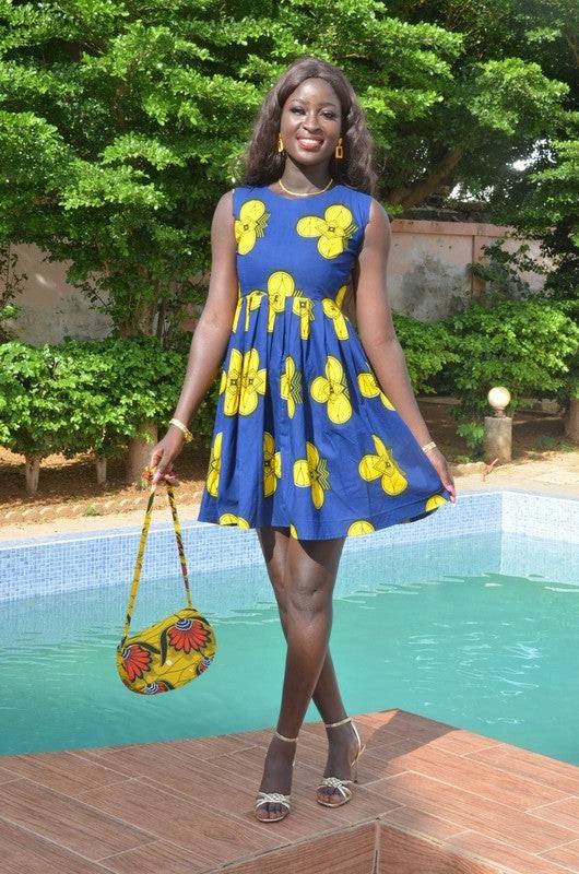 Beautiful Blue and Yellow Flowered Dress Plus Size Dresses JT's Designer Fashion