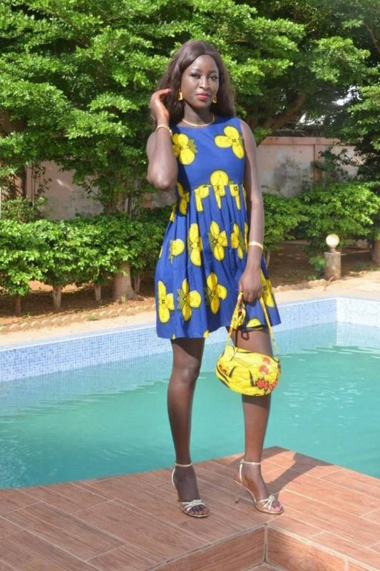 Beautiful Blue and Yellow Flowered Dress Plus Size Dresses JT's Designer Fashion
