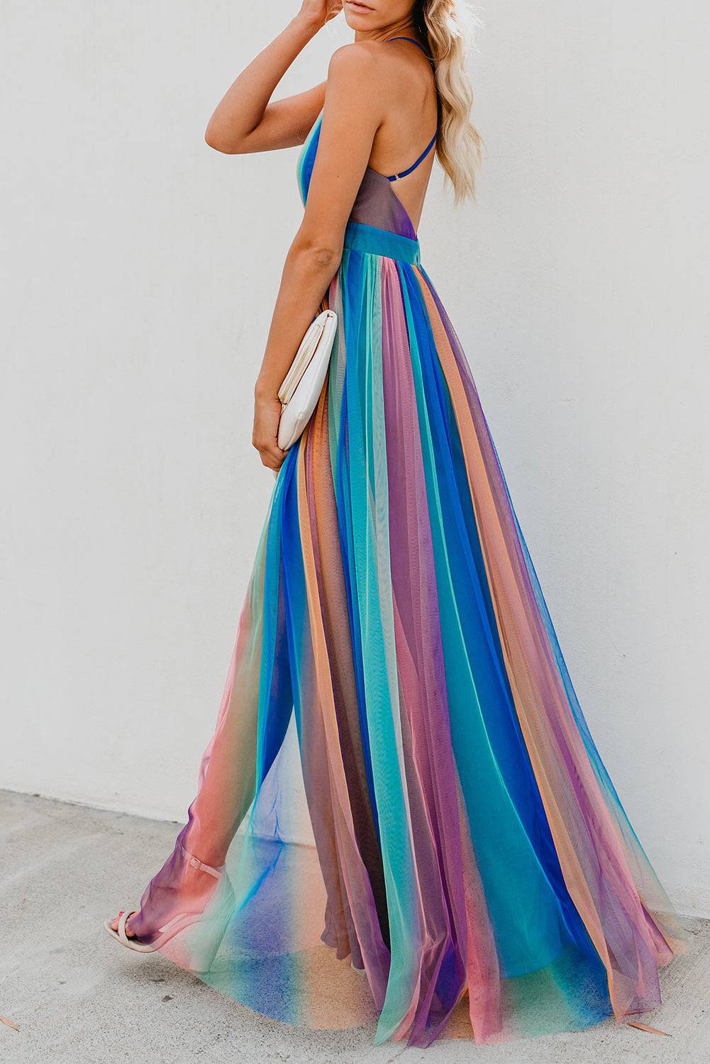 Blue Sugar Plum Striped Maxi Dress Maxi Dresses JT's Designer Fashion