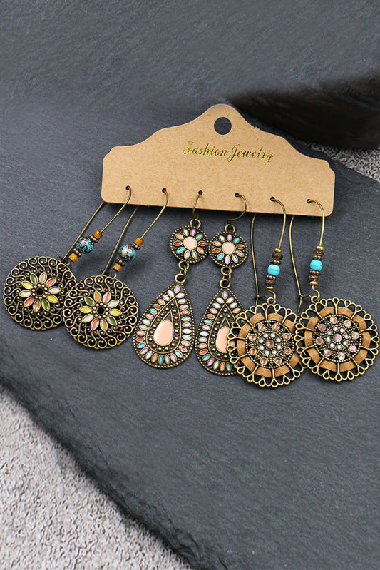 Gold Boho Retro Hollow Dangle Earrings Set Jewelry JT's Designer Fashion