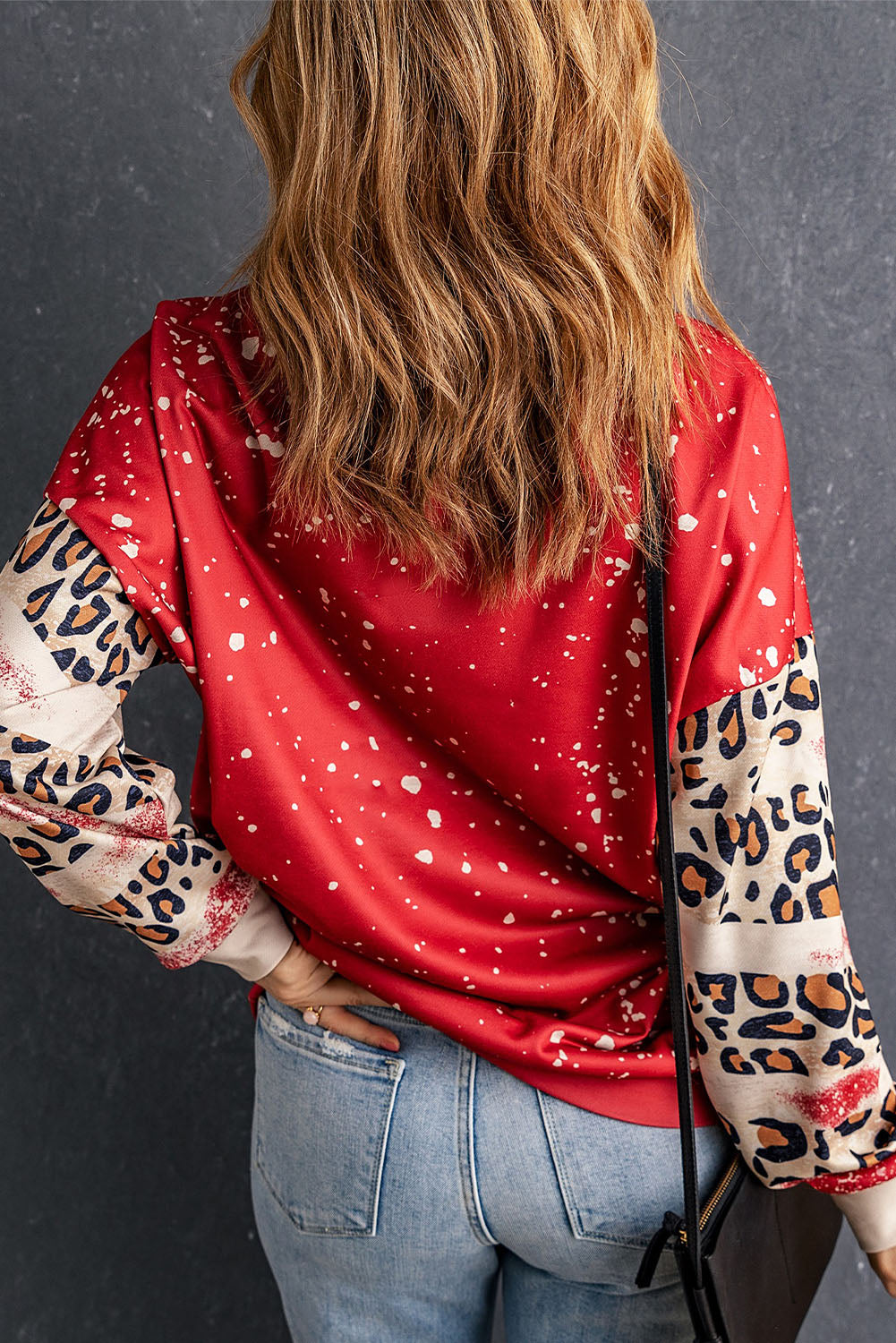 Red Diverse Brushstroke Cross Graphic Leopard Tie Dye Sweatshirt Graphic Sweatshirts JT's Designer Fashion