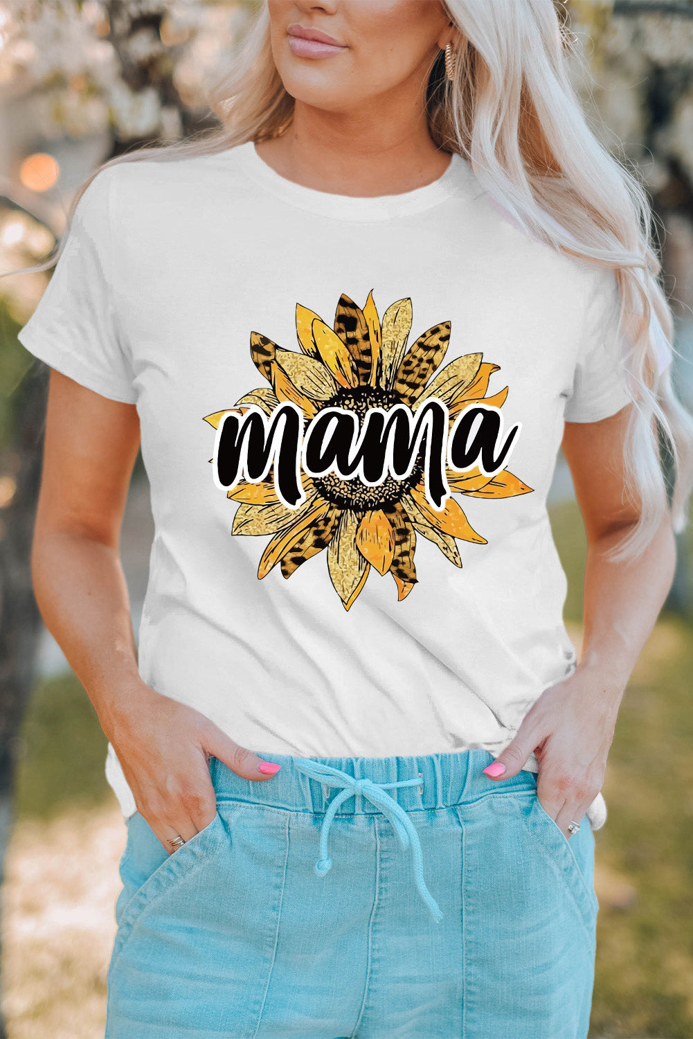 White Family Matching Mama Sunflower Print Short Sleeve T Shirt Family T-shirts JT's Designer Fashion