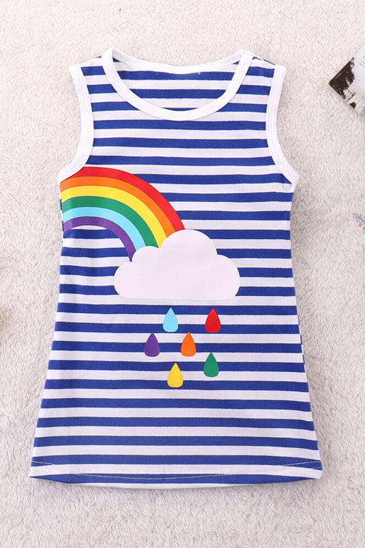 Girls Rainbow Graphic Striped Sleeveless Dress Girls Dresses JT's Designer Fashion
