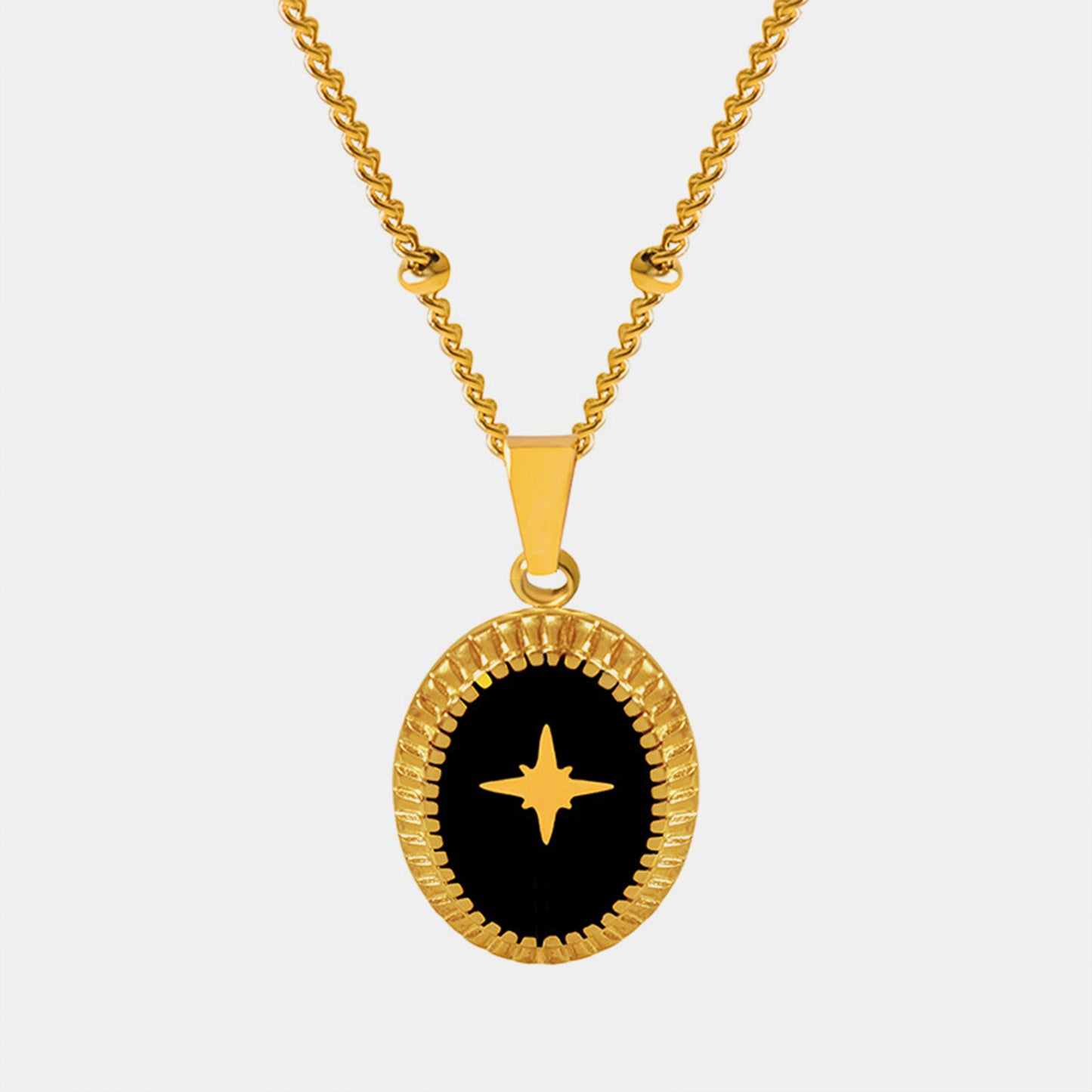 Gold-Plated Titanium Steel Oval Shape Pendant Necklace Necklaces JT's Designer Fashion