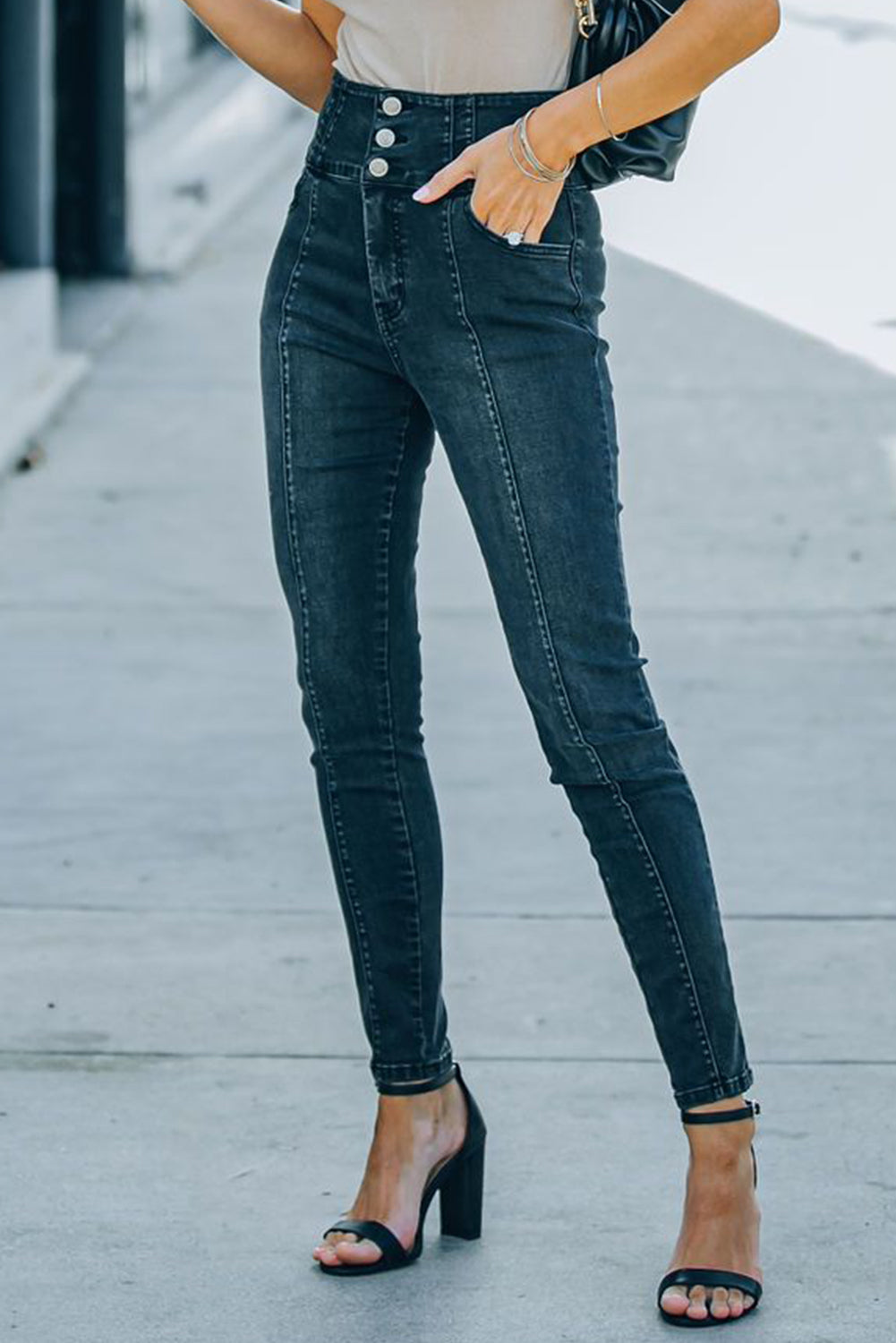 High Rise Washed Skinny Jeans Jeans JT's Designer Fashion