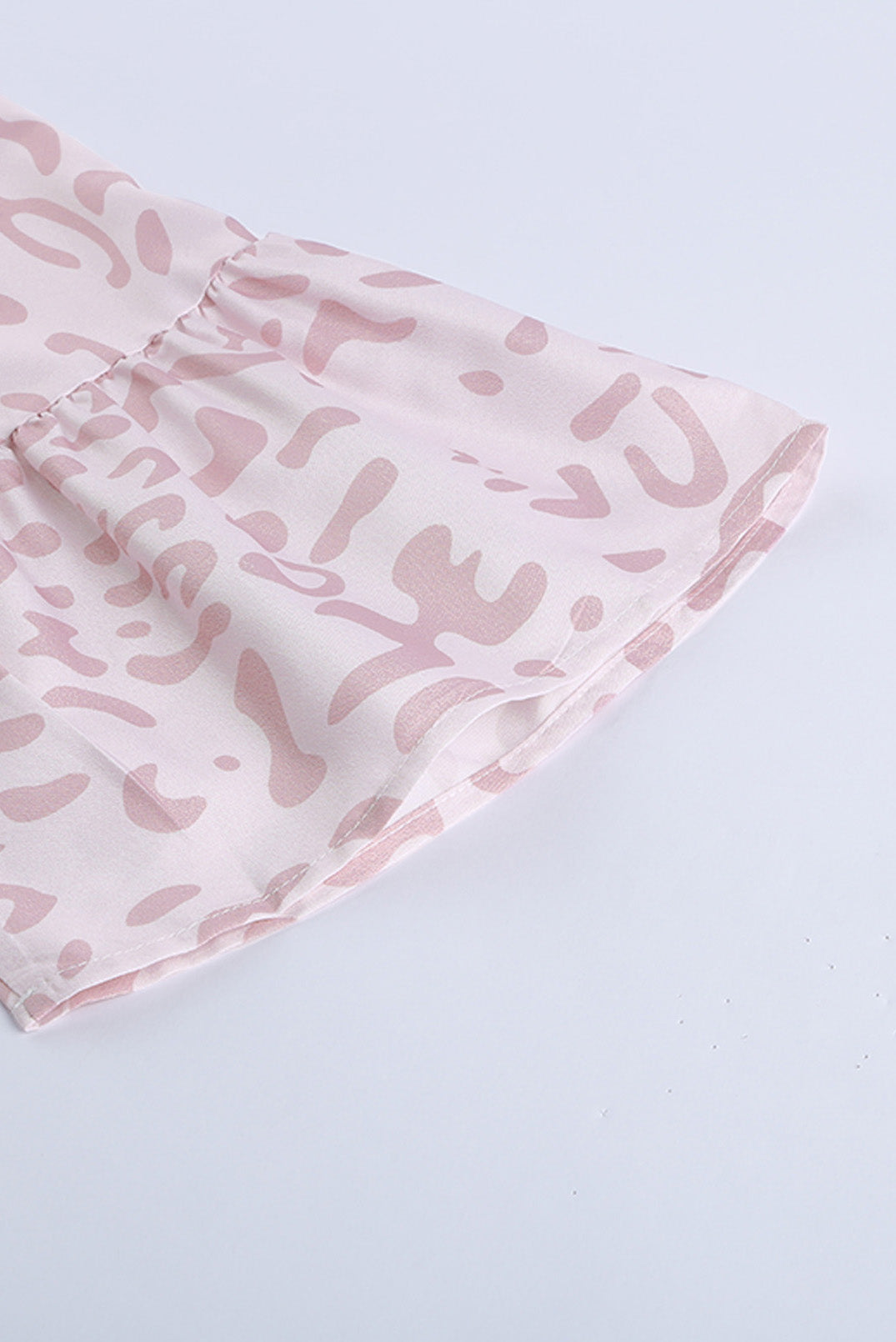 Pink Leopard Print V neck Ruffle Swing Mini Dress Mini Dresses JT's Designer Fashion