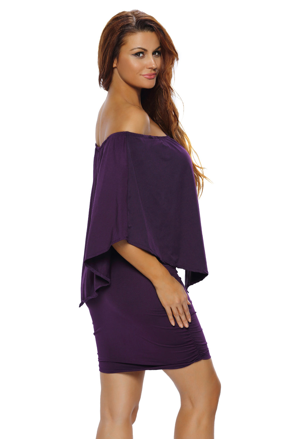 Multiple Dressing Layered Purple Mini Poncho Dress Mini Dresses JT's Designer Fashion