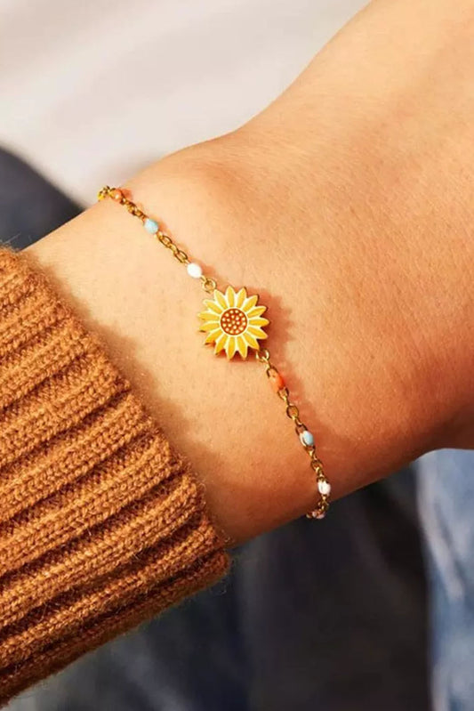 Gold Sunflower Alloy Adjustable Chain Bracelet Jewelry JT's Designer Fashion