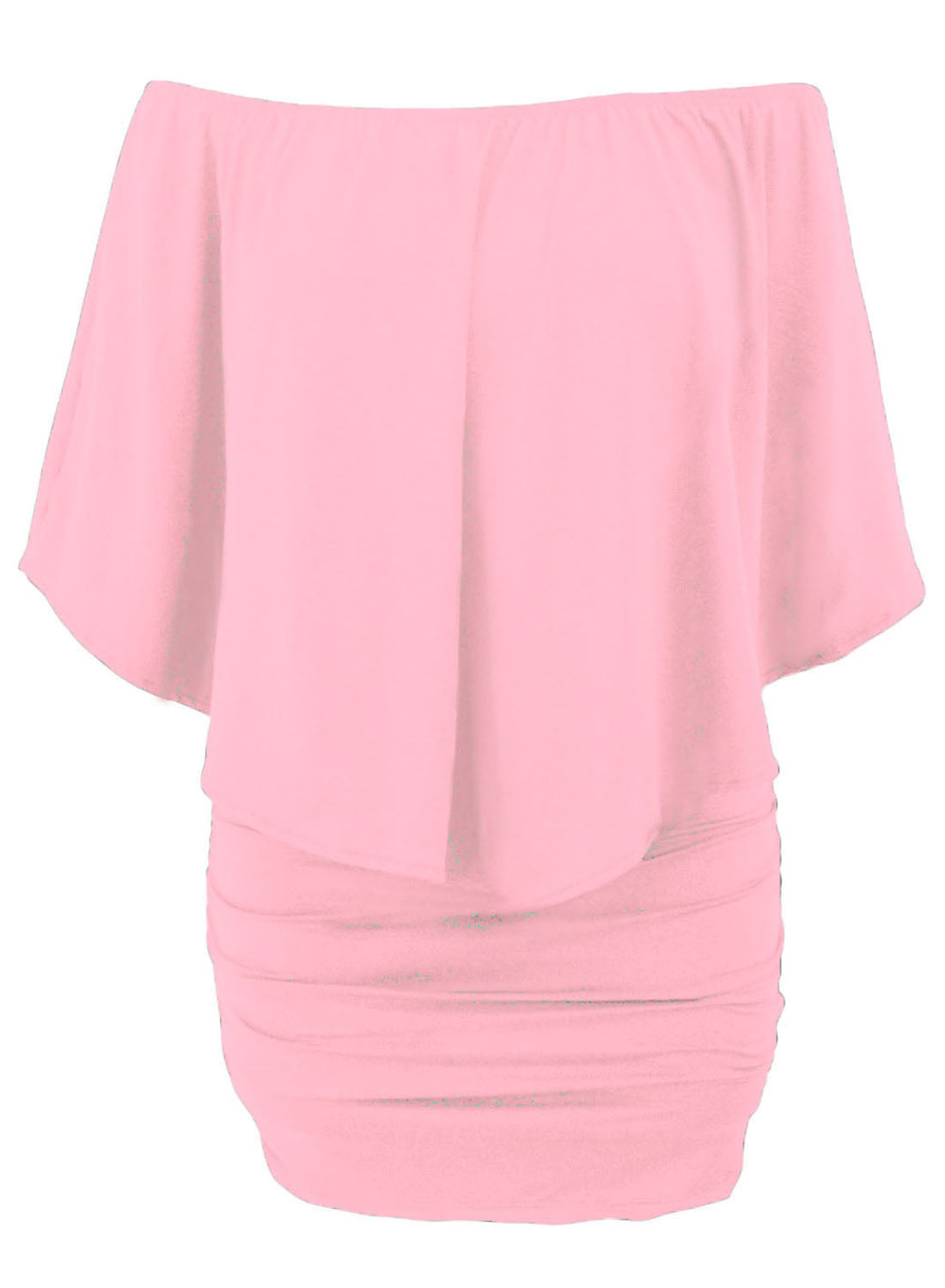 Plus Size Multiple Dressing Layered Pink Mini Poncho Dress Plus Size Dresses JT's Designer Fashion