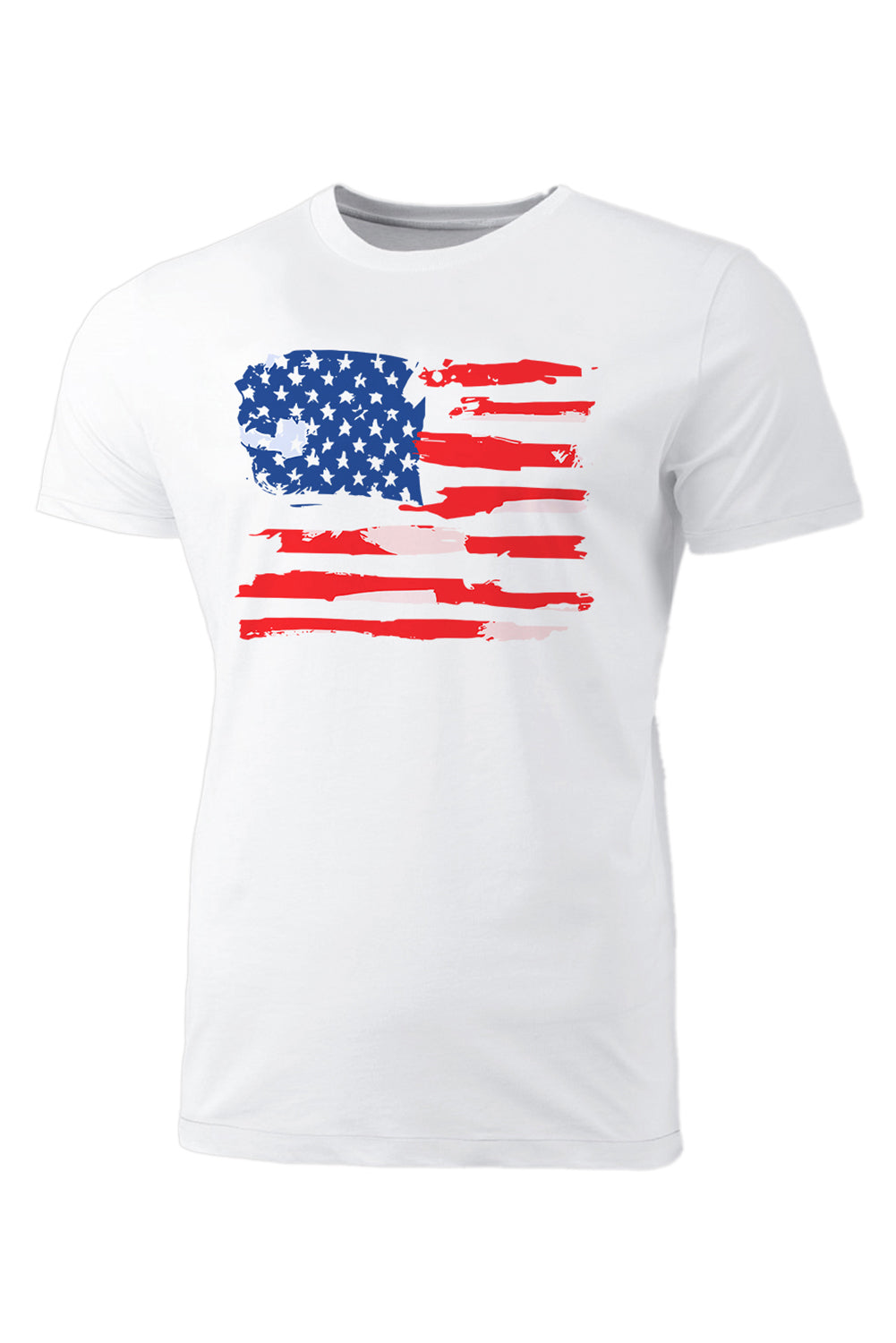 White Distressed American Flag Graphic Print Men's T Shirt Men's Tops JT's Designer Fashion