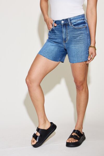 Judy Blue Full Size High Waist Slim Denim Shorts Jeans JT's Designer Fashion