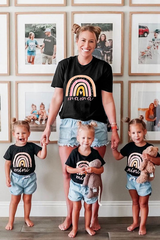 Black Rainbow mama Print Parent-child T-shirt Black Family T-shirts JT's Designer Fashion