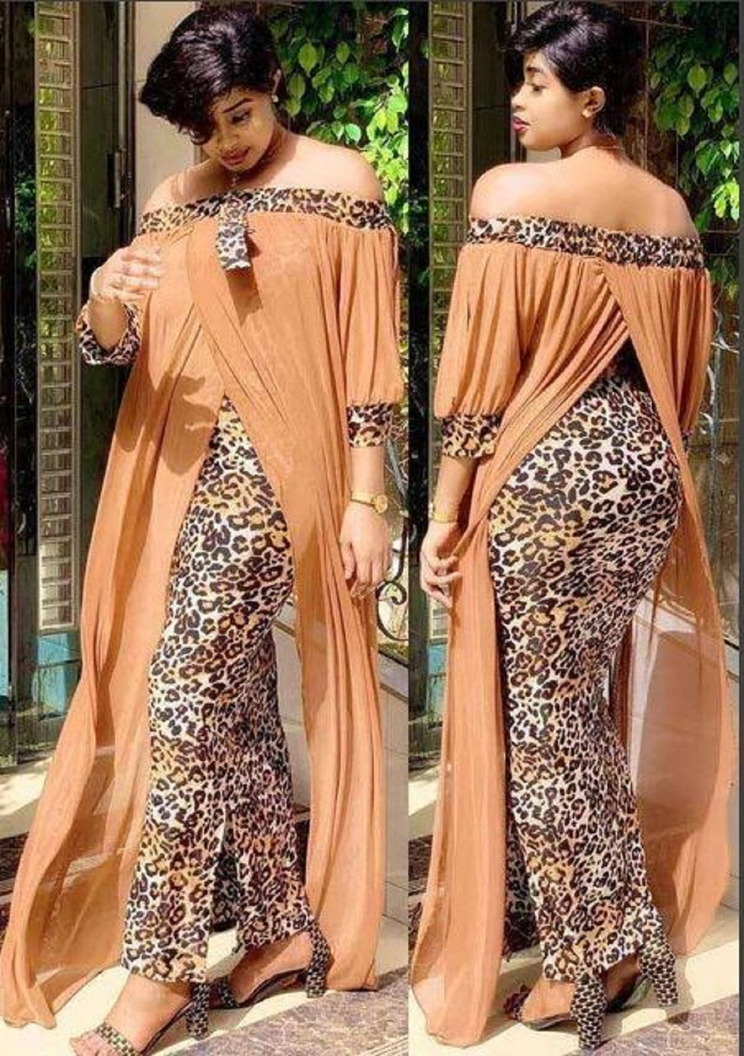 Women's African Style Leopard Bodycon Maxi Dress Maxi Dresses JT's Designer Fashion