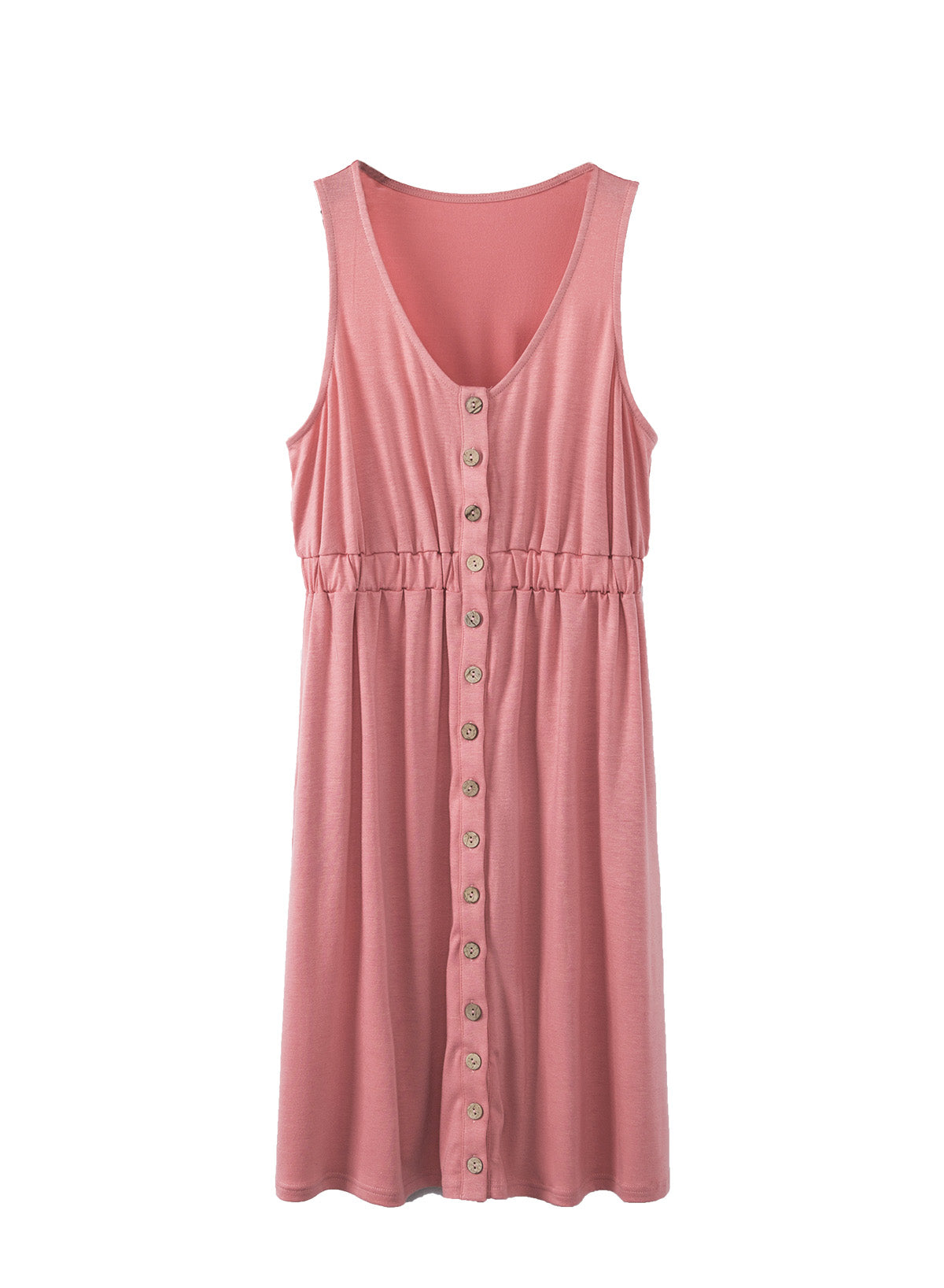 Pink Buttons Sleeveless High Waist Mini Dress Mini Dresses JT's Designer Fashion