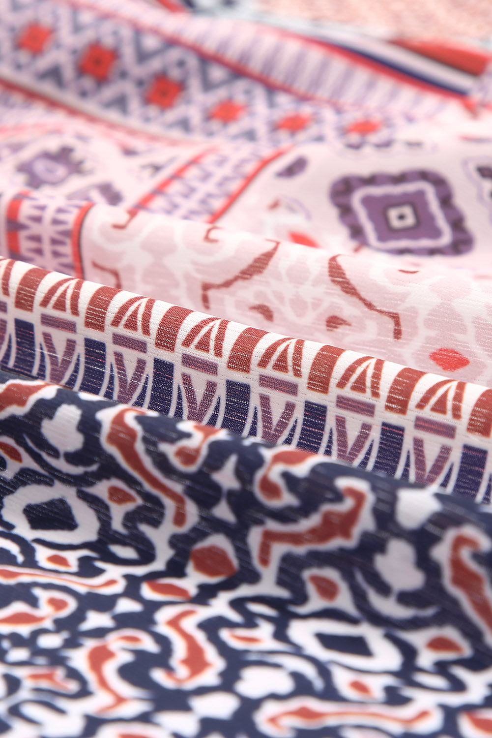 Pink Geometric Print Open Front Kimono Kimonos JT's Designer Fashion