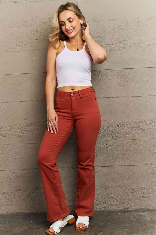 Judy Blue Olivia Full Size Mid Rise Slim Bootcut Jeans Terracotta Jeans JT's Designer Fashion