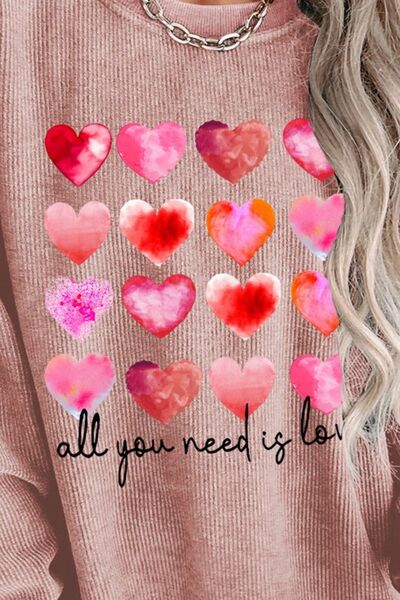 ALL YOU NEED IS LOVE Heart Round Neck Sweatshirt Sweaters & Cardigans JT's Designer Fashion