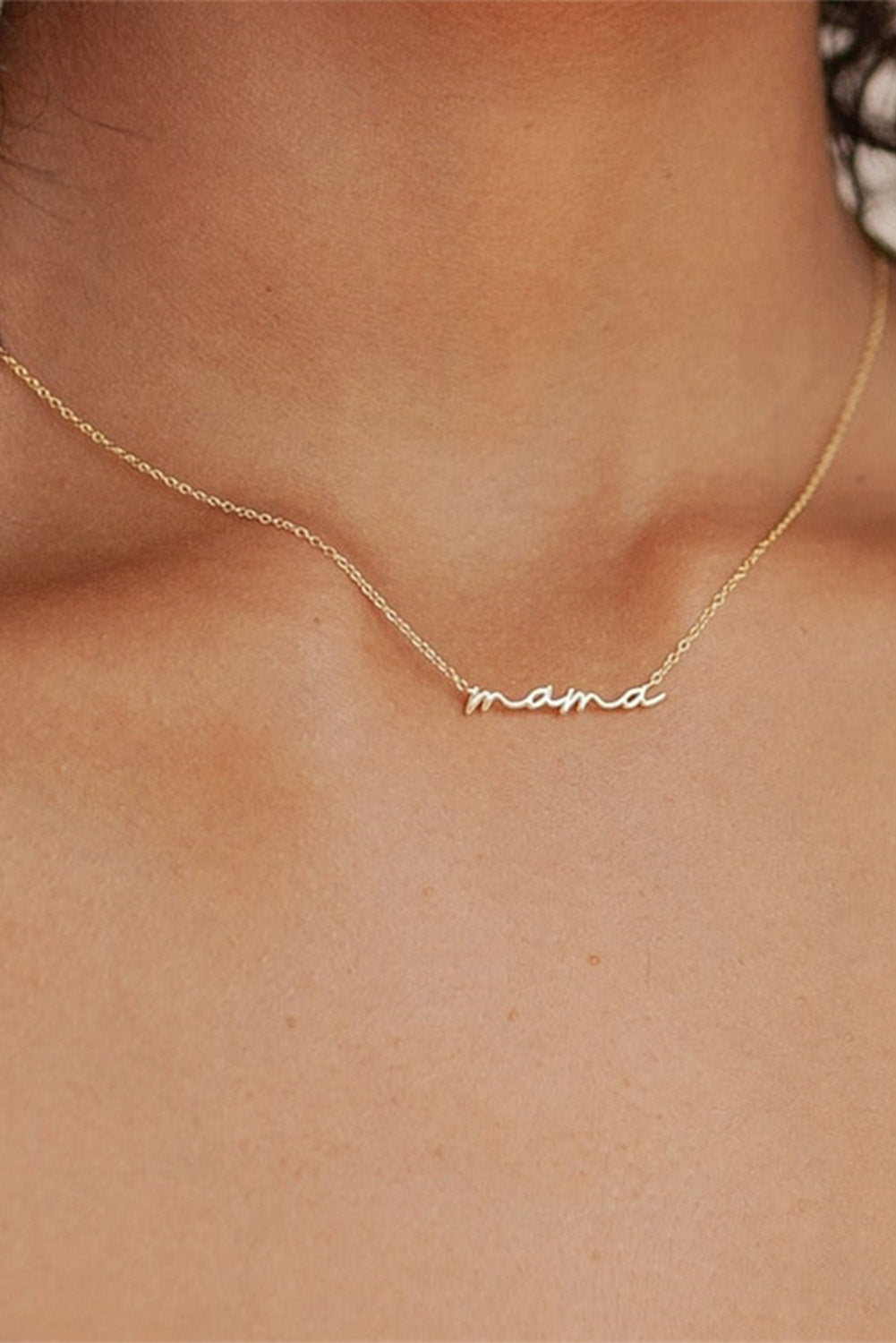 Gold Tiny Mama Script Necklace Jewelry JT's Designer Fashion