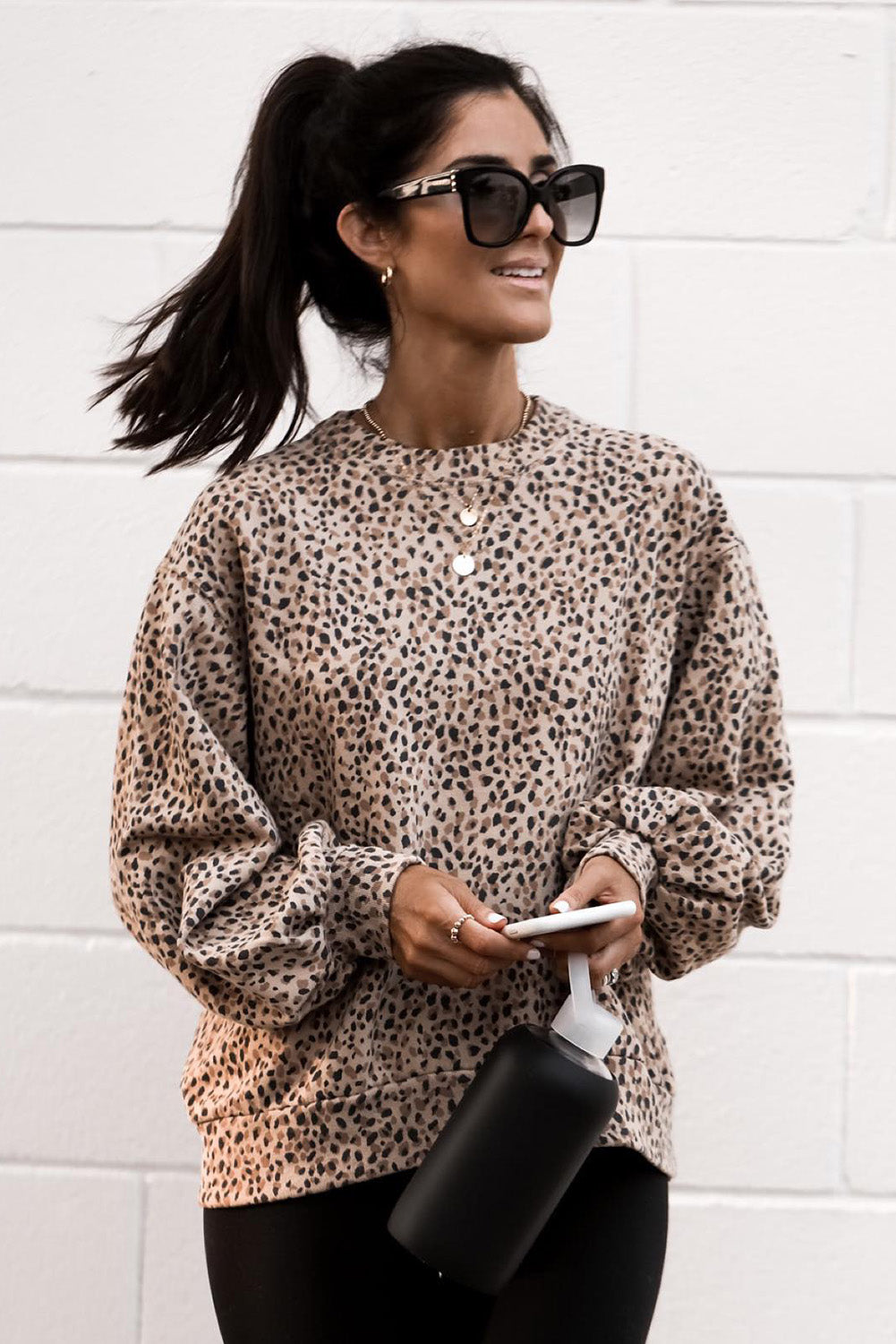 Leopard Boyfriend Crew Neck Leopard Sweatshirt Sweatshirts & Hoodies JT's Designer Fashion