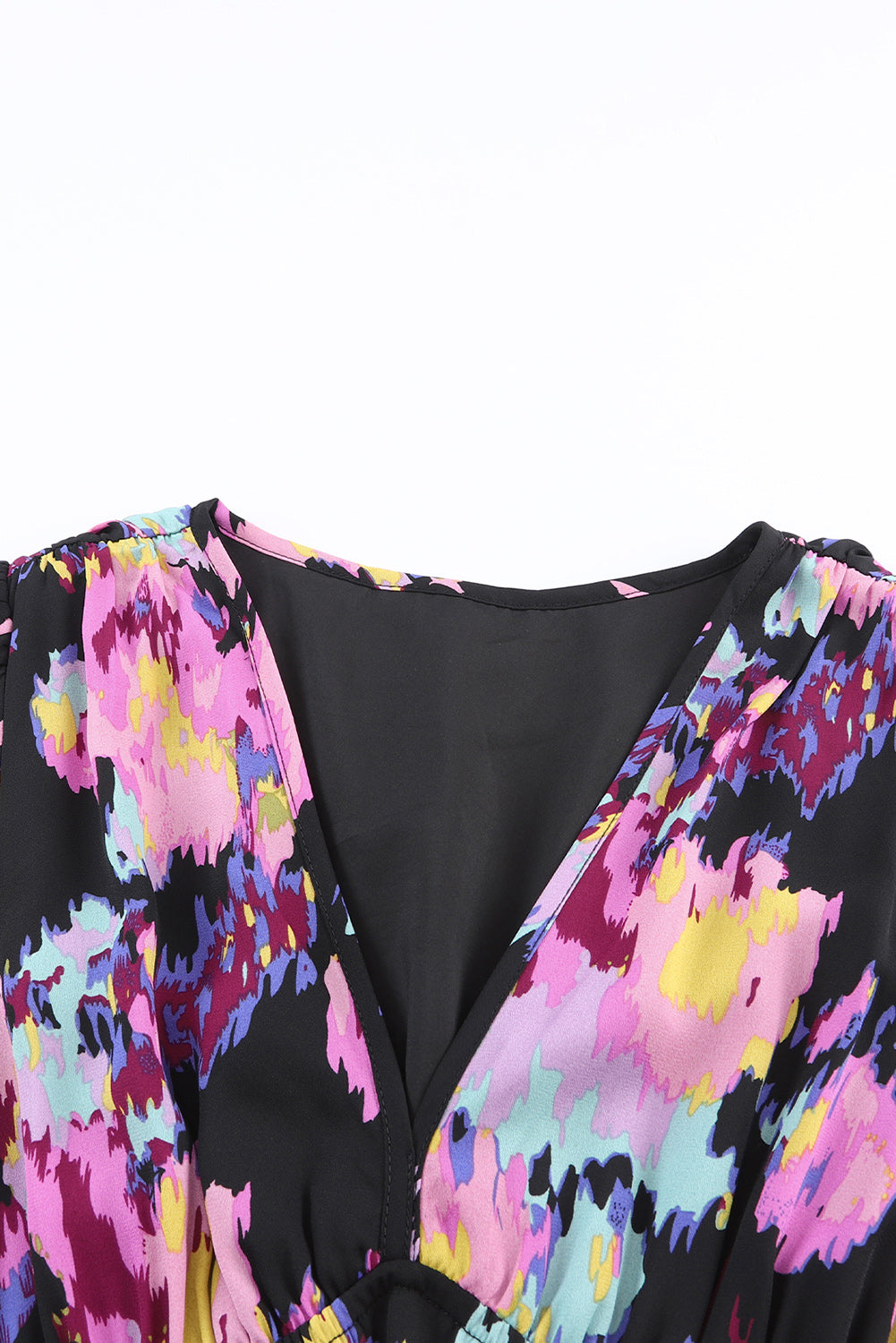 Black Abstract Print Pleated High Waist Maxi Dress Maxi Dresses JT's Designer Fashion