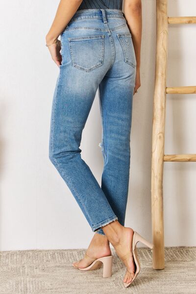 Kancan High Rise Distressed Slim Straight Jeans Jeans JT's Designer Fashion
