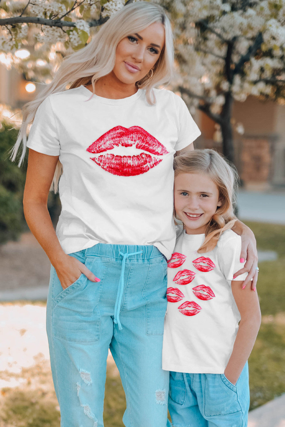 White Daughter's Kisses Baby Girls Mommy Family Matching Tee Family T-shirts JT's Designer Fashion