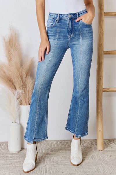 RISEN Full Size High Rise Ankle Flare Jeans Medium Jeans JT's Designer Fashion