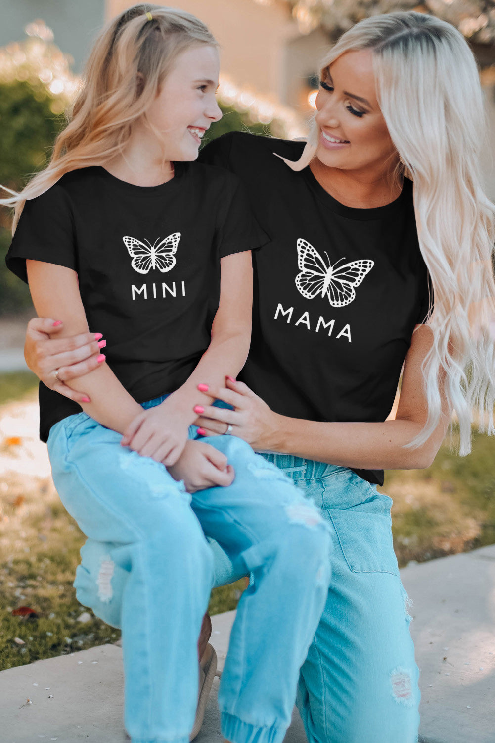 Black MAMA Butterfly Graphic Tee Family T-shirts JT's Designer Fashion