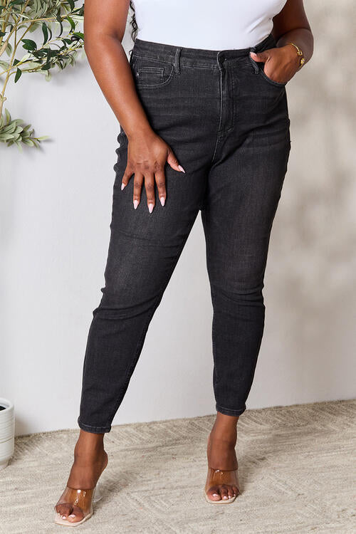 Judy Blue Full Size Tummy Control High Waist Denim Jeans Black Jeans JT's Designer Fashion