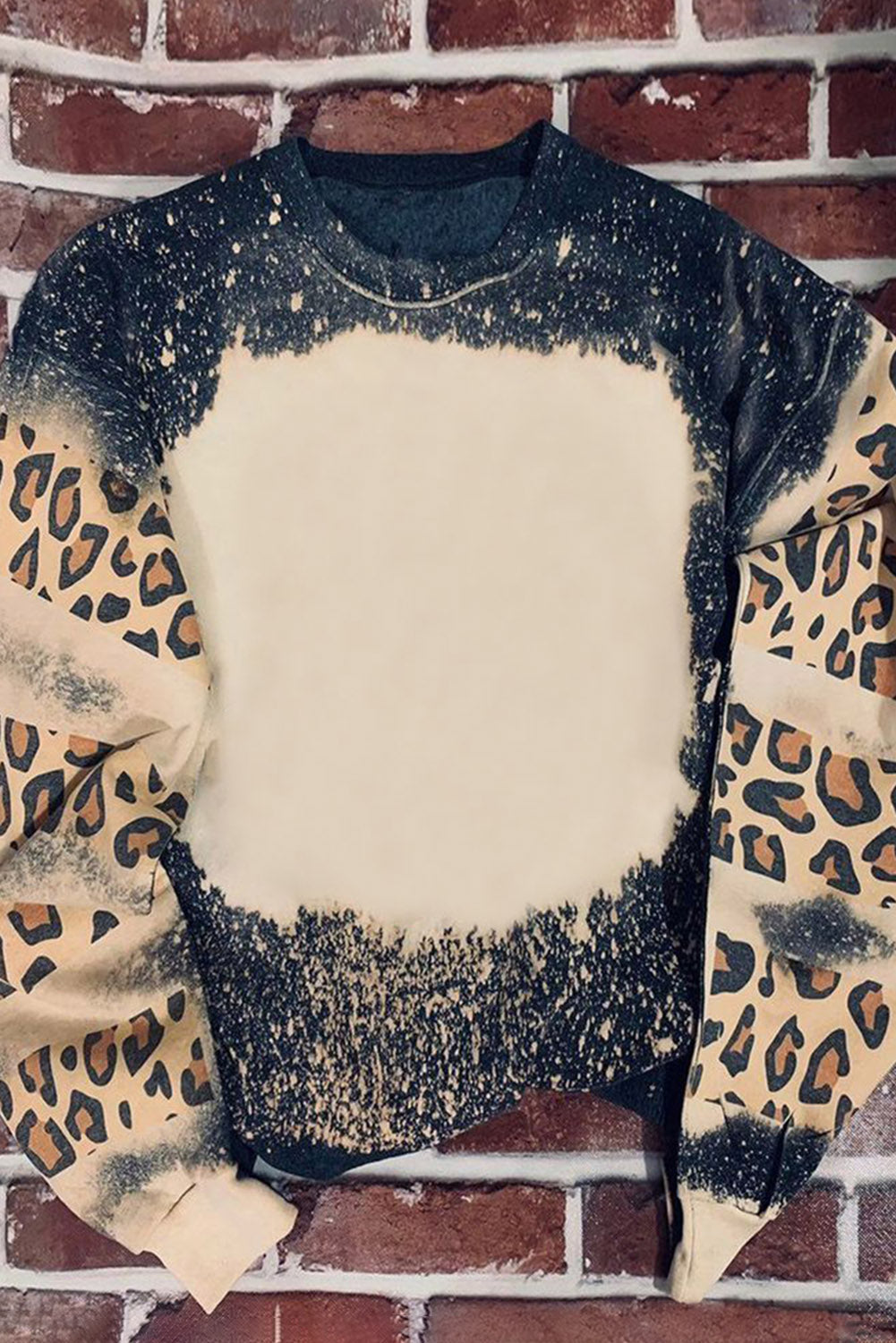 Black Tie Dye Leopard Drop Shoulder Sweatshirt Sweatshirts & Hoodies JT's Designer Fashion